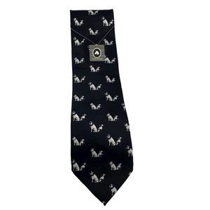 New COMO HOUSE Italy Novelty Dog Silk Black Tie